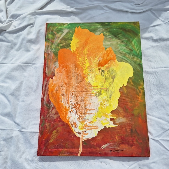 Acrylic Painting on Canvas Autumn Leaf in Sunset 18" x "24 - Picture 6 of 6